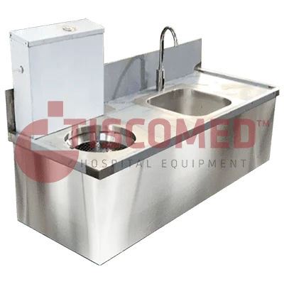 Lavandino medico - TINI 4091 - Tiscomed - 2 postazioni / con gocciolatoio / ad altezza fissa