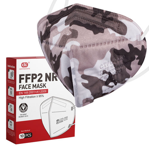 Mascherina di protezione FFP2 - Camouflage - Connexions Technology - in tessuto non tessuto