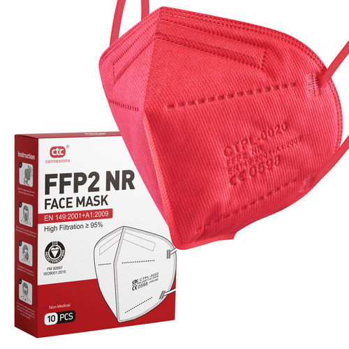 Mascherina di protezione FFP2 - Connexions Technology - rossa / in tessuto non tessuto / traspirante