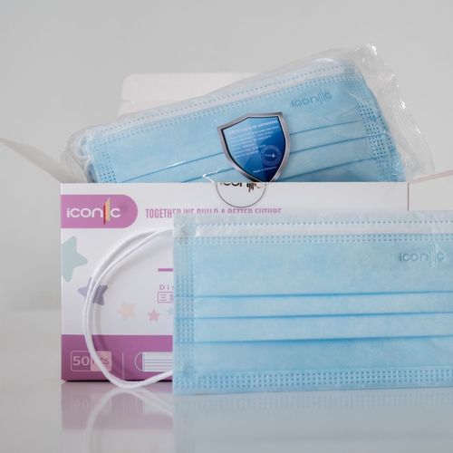 Mascherina chirurgica EN14683 - Ocean Blue - Iconic Medicare - in polipropilene / senza lattice / senza fibra di vetro