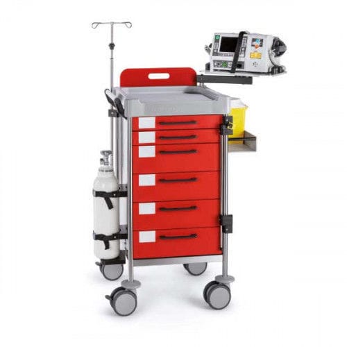 Carrello di emergenza - INSAUSTI  - Mdose - per apparecchio / in acciaio inossidabile / 6 cassetti