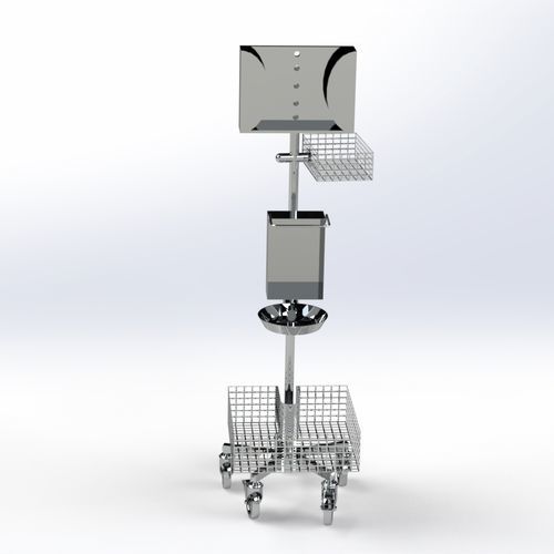 Stazione igienizzante con rotelle - NSS 7100 - Nuprom - con supporto per gel idroalcolico / con glove box / con cestello