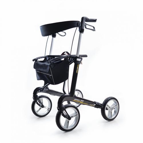 Deambulatore rollator a 4 ruote - SPIRIT X4 - Intco Machinery - telaio in fibra di carbonio / con sedile / con cestello
