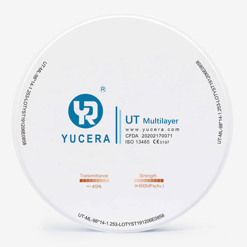Materiale odontoiatrico in ceramica - UT Multilayer - YUCERA - in zircone / ZrO2 / in diossido di zirconio