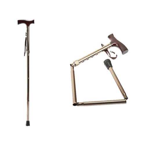 Bastone da passeggio con impugnatura a T - KR927L - Zhenjiang Kangrui Rehabilitation Equipment Co., Ltd. - ad altezza regolabile / pieghevole