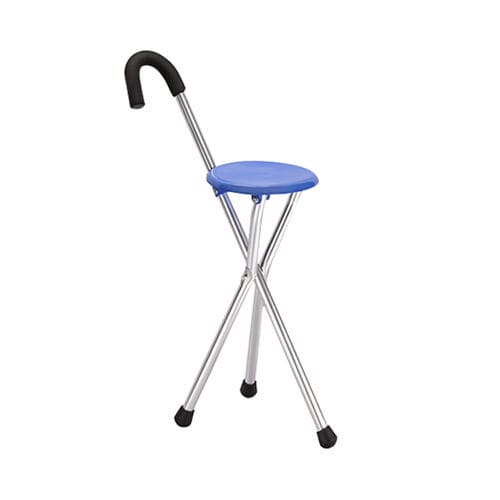 Bastone da passeggio con impugnatura arrotondata - KR911L - Zhenjiang Kangrui Rehabilitation Equipment Co., Ltd. - tripode / pieghevole / con sedile