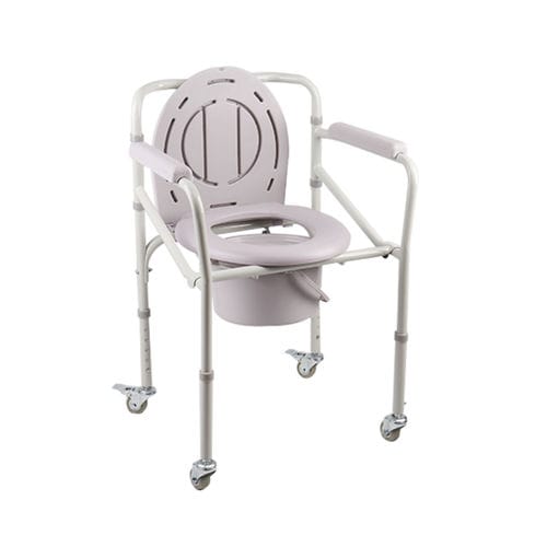 Sedia da doccia con braccioli - KR696  - Zhenjiang Kangrui Rehabilitation Equipment Co., Ltd. - con rotelle / con apertura igienica / con secchio