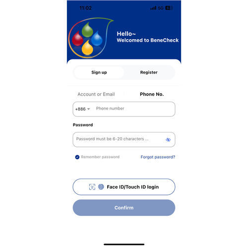 Applicazione mobile di monitoraggio - BeneCheck - Shennona - di gestione dati / medica