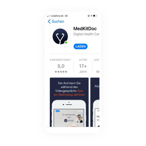 Applicazione iOS diagnostica - MedKitDoc  - BDS Digital Health Solutions GmbH - per telemedicina / iOS / Androïd