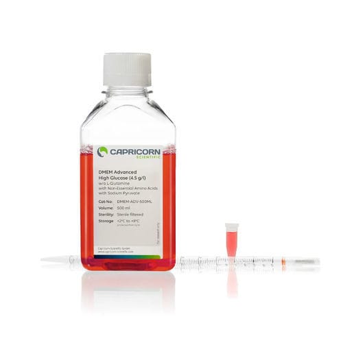 Reagente Medio Eagle modificato da Dulbecco - DMEM-ADV-500ML - Capricorn Scientific GmbH - per coltura cellulare