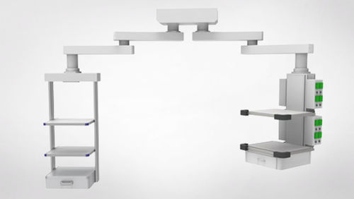 Doppio braccio di distribuzione a soffitto - 6040.35 - Üzümcü Hospital Equipment - per terapia intensiva / con ripiani