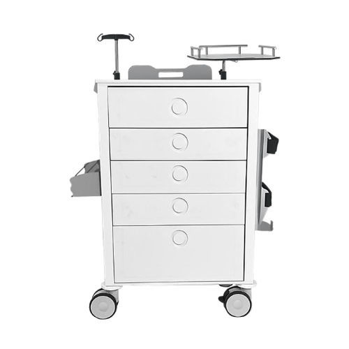 Carrello per anestesia - CR.101589.E.INF - Valiamo - in acciaio inossidabile / 5 cassetti / con asta portaflebo
