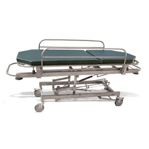 Barella con carrello da trasporto - Durus - Palakkad Surgical Industries - idraulica / ad altezza regolabile / a 2 sezioni