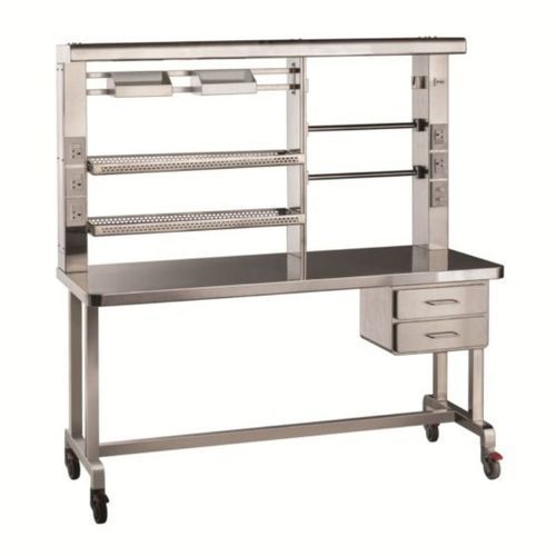 Tavolo di confezionamento di strumenti medici e chirurgici - PT - Palakkad Surgical Industries - rettangolare / su rotelle / in acciaio inossidabile