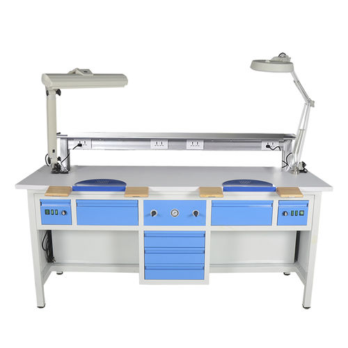 Postazione di lavoro per laboratorio odontotecnico con illuminazione - TT-2 - Tangshan UMG Medical Instrument - doppia / in acciaio inossidabile