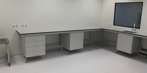 Tavolo da laboratorio - POL-EKO APARATURA sp.j. - rettangolare / a forma di L / in acciaio inossidabile