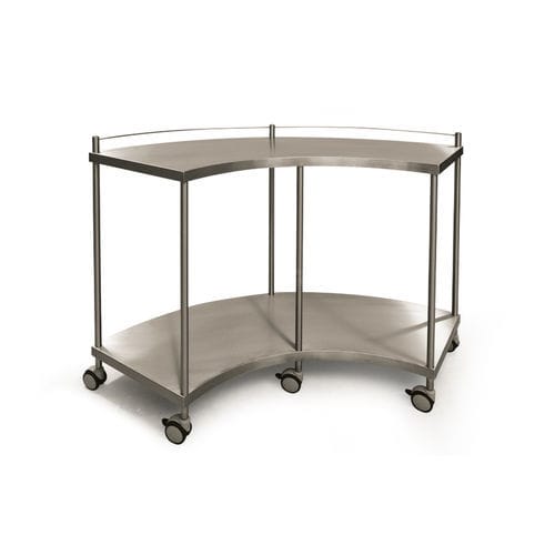 Tavolo semicircolare - Q.FT.102 series - Nisan Medikal San. ve Tic. Ltd. Sti. - su rotelle / in acciaio inossidabile