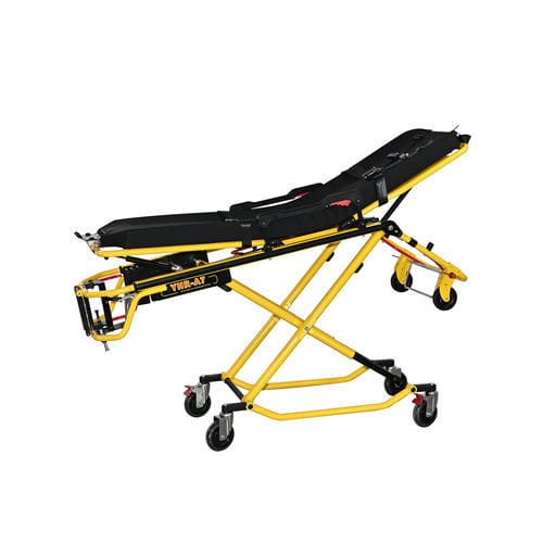Barella con carrello per ambulanze - YHR-A7 - Zhangjiagang Herui Medical Equipment Co., Ltd. - manuale / pieghevole / con schienale regolabile