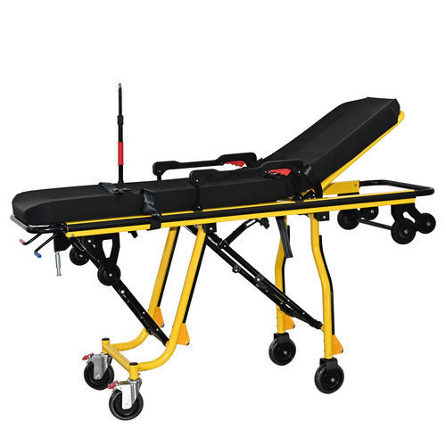 Barella con carrello per ambulanze - YHR-A8 - Zhangjiagang Herui Medical Equipment Co., Ltd. - meccanica / pieghevole / con schienale regolabile