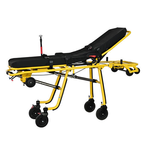 Barella con carrello per ambulanze - YHR-A11 - Zhangjiagang Herui Medical Equipment Co., Ltd. - meccanica / pieghevole / con schienale regolabile