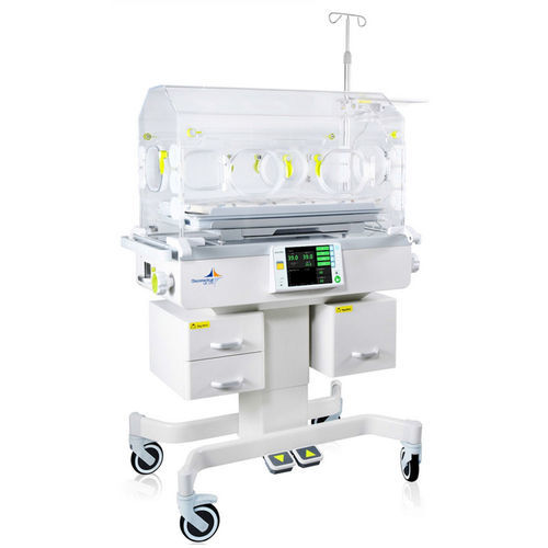 Incubatrice neonatale con rotelle - D-555 - DISPOMEDICAL - ad altezza regolabile / con touch screen / con monitor