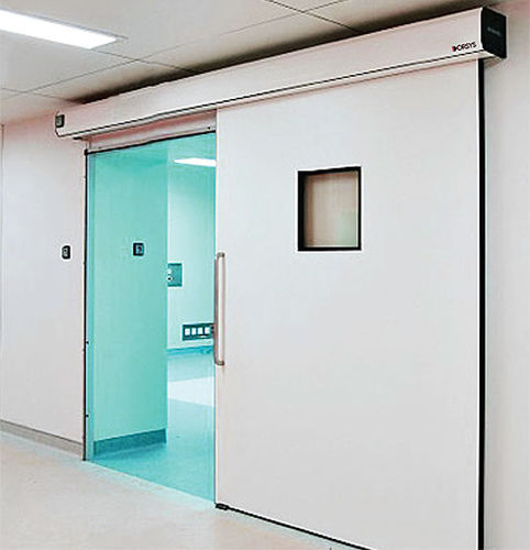 Porta per struttura sanitaria - Woodmans Meditech - per l'industria farmaceutica / scorrevole