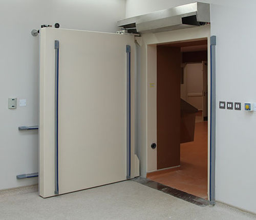 Porta con schermatura - Woodmans Meditech - per radioterapia / per medicina nucleare / battente