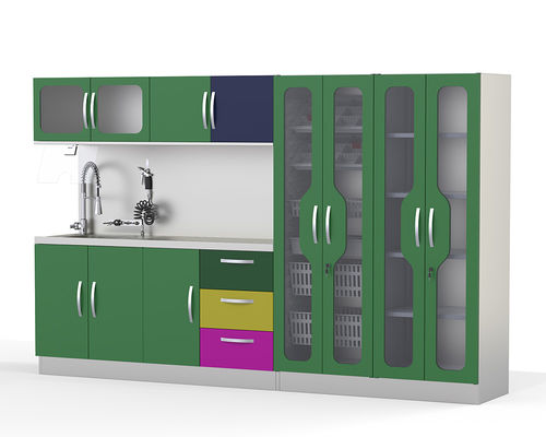 Banco da laboratorio per sterilizzazione - OSC211 - Proxenon - in acciaio inossidabile / ad isola / con ripiani