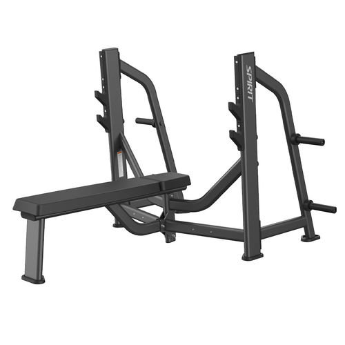 Panca per esercizi muscolari piatta - SP-7514 - SPIRIT Fitness - con rastrelliera per bilancieri