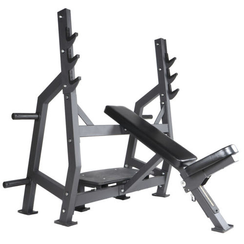 Panca per esercizi muscolari inclinata - 7640344757746 - GladiatorFit - con rastrelliera per bilancieri