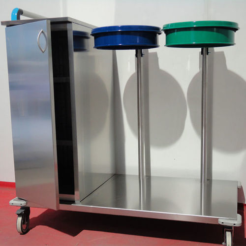 Carrello portabiancheria per biancheria - Rinox S.r.l. - con ripiano / con porta / 2 sacchi