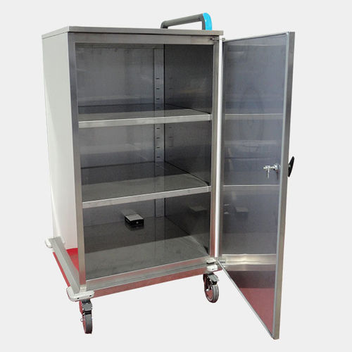 Carrello di pulizia - Rinox S.r.l. - in acciaio inossidabile / con ripiano / 1 porta