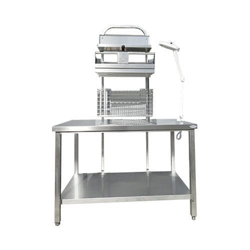 Tavolo di confezionamento di strumenti medici e chirurgici - Rinox S.r.l. - ad altezza regolabile / in acciaio inossidabile