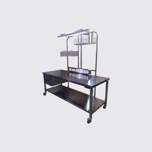 Tavolo di confezionamento di strumenti medici e chirurgici - Rinox S.r.l. - rettangolare / in acciaio inossidabile