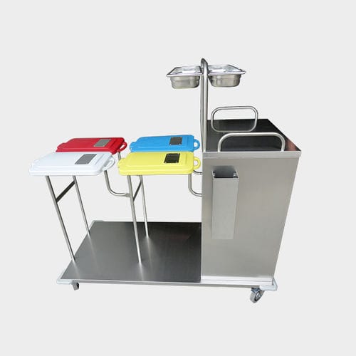 Carrello portabiancheria per biancheria - Rinox S.r.l. - con contenitori / 4 sacchi / in plastica