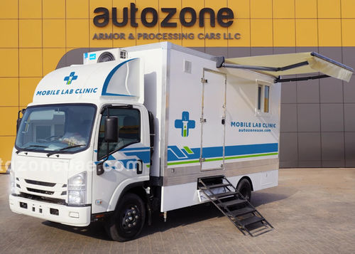 Unità mobile ospedaliera da laboratorio - Isuzu NPR 75 - AUTO ZONE ARMOR AND PROCESSING CARS L.L.C - camion / diesel / meccanica