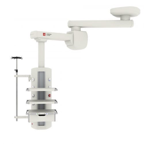 Braccio di distribuzione a soffitto - OKI ISOLA  - LM MEDICAL DIVISION - per terapia intensiva / semplice / con ripiani