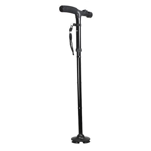 Bastone da passeggio con impugnatura a T - HQ350L - Zhongshan Hanqi Medicalequiment Technology - quadripode / ad altezza regolabile / pieghevole