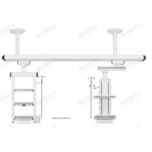 Trave tecnica a soffitto - BT-31-ICU-CH1 - Bestech Technologies Co., Ltd - per terapia intensiva / per sala operatoria / 2 bracci