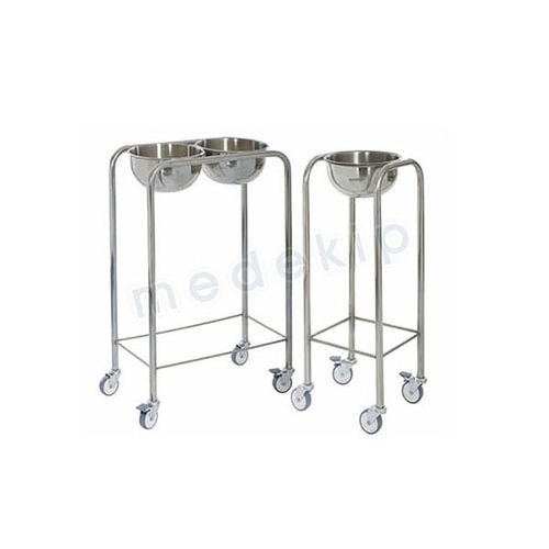 Porta-catino con due catini - MED 2091 - 2096 - Medekip Medical - con rotelle / in acciaio inossidabile