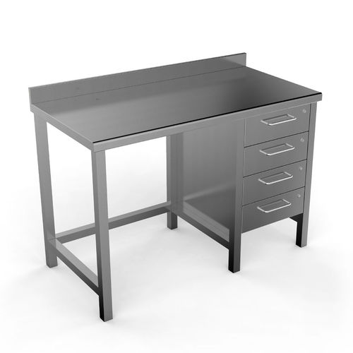 Tavolo da lavoro - MWT-104 - PALOMA - rettangolare / in acciaio inossidabile / con cassetti