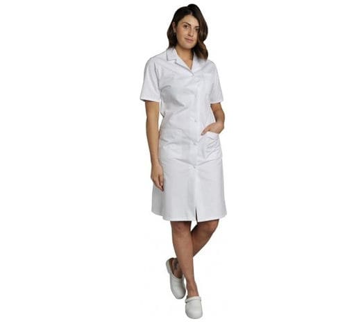 Camice ospedaliero unisex - MADONA MC  - SNV - in poliestere / in cotone / bianco