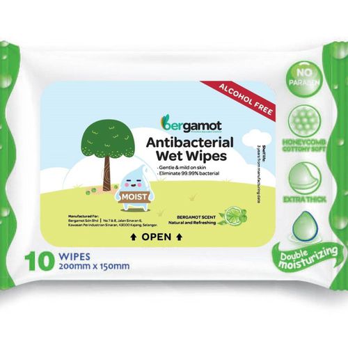 Salvietta detergente per l’igiene delle mani - ABW-B10 - Bergamot - 10 pezzi
