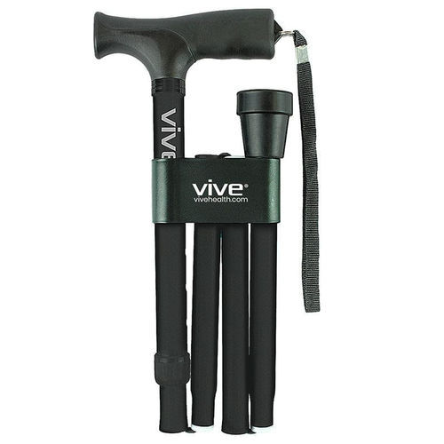 Bastone da passeggio con impugnatura a T - MOB1001BLK - Vive Health - pieghevole