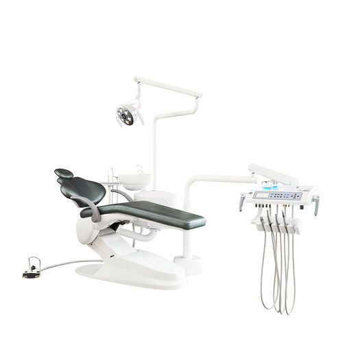 Riunito odontoiatrico con poltrona elettrica - M1+ - Foshan Safety Medical Equipment Co., Ltd. - con poggiatesta flessibile / con sistema di igiene / con portastrumenti