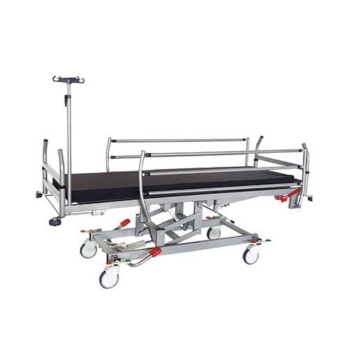 Barella con carrello da trasporto - OVVO Medical Solutions - idraulica / ad altezza regolabile / con schienale regolabile