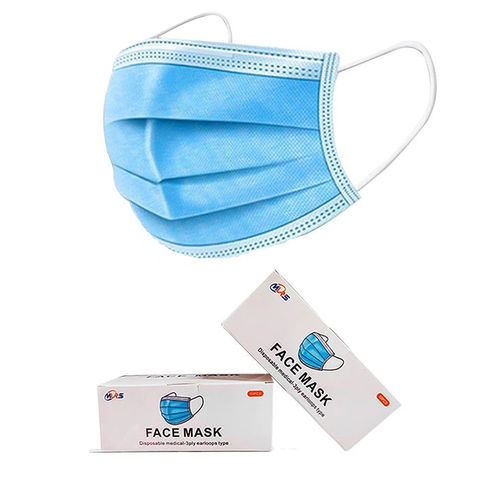 Mascherina chirurgica per adulti - Xiantao Yuanjie Nonwoven Products - scatola da 50 pezzi / blu / a tre strati