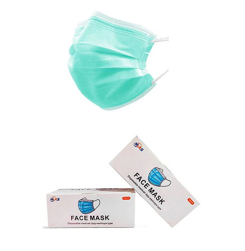Mascherina chirurgica per adulti - Xiantao Yuanjie Nonwoven Products - scatola da 50 pezzi / verde / a tre strati