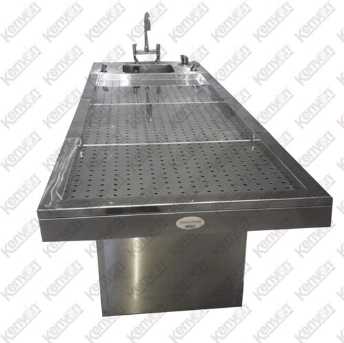 Tavolo di lavaggio salme - Mortuaryequipment.net - rettangolare / con lavandino / in acciaio inossidabile