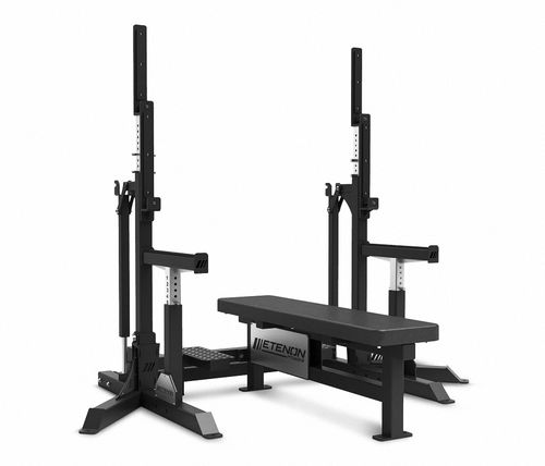Panca per esercizi muscolari piatta - PL109 - Etenon Fitness - con rastrelliera per bilancieri